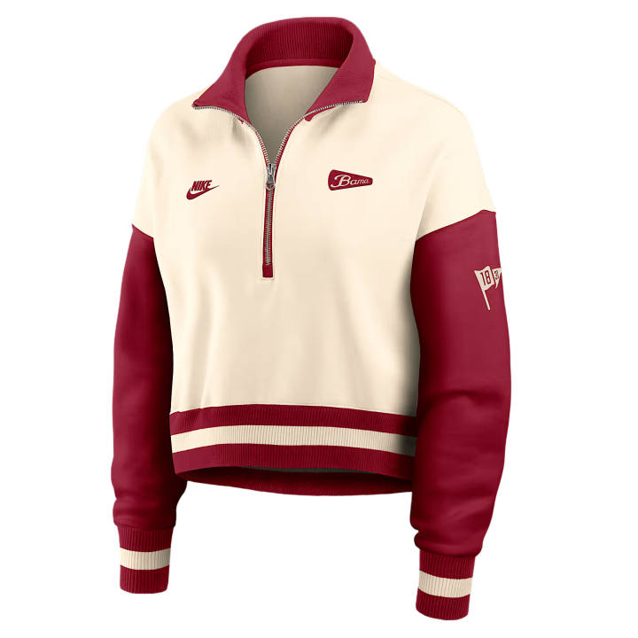 Nike Nike College Sweatshirts Women's Natural/Dark Red Stand Collar Moderate