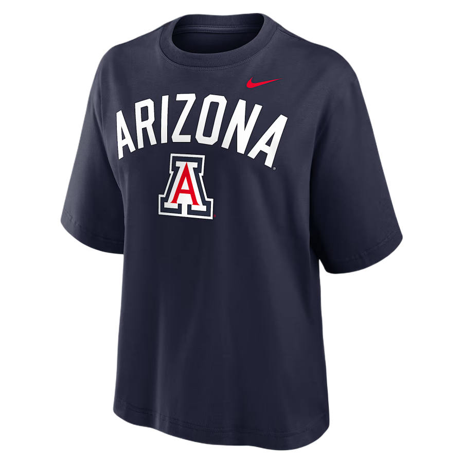 Nike Nike College T Shirts Women's Marine Blue Crew Neck Moderate