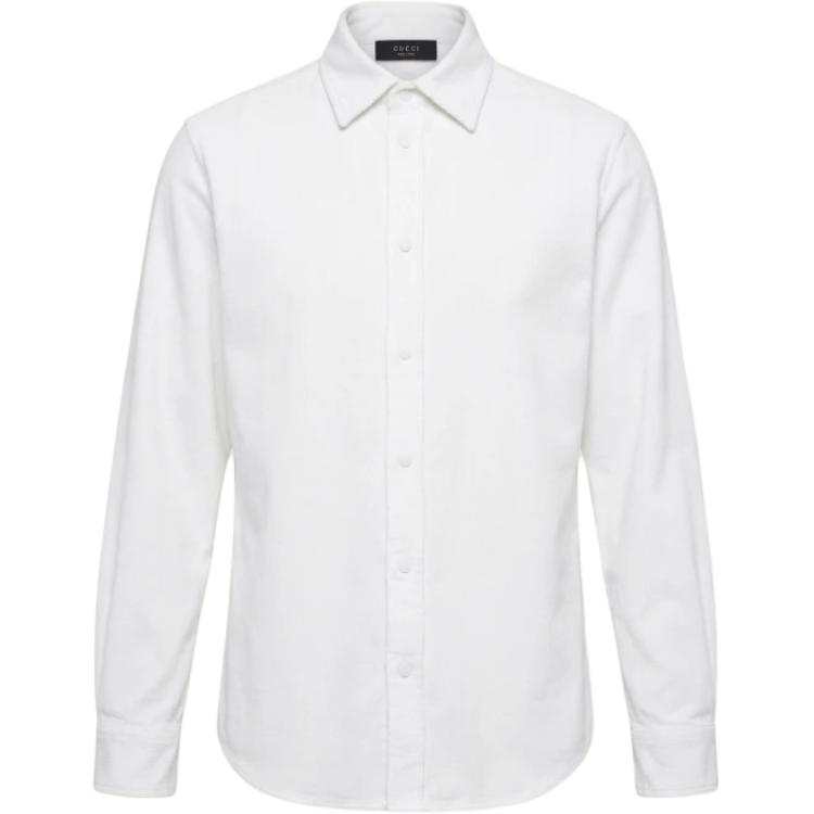 GUCCI Shirts Men's White Lapel Moderate Straight Fit