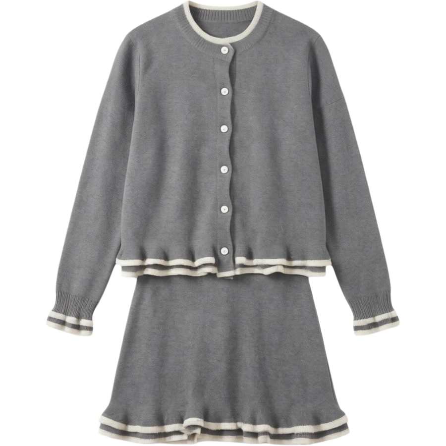 CHARM GLOW Two Piece Skirt Sets Women's Crew Neck Moderate Short Skirt
