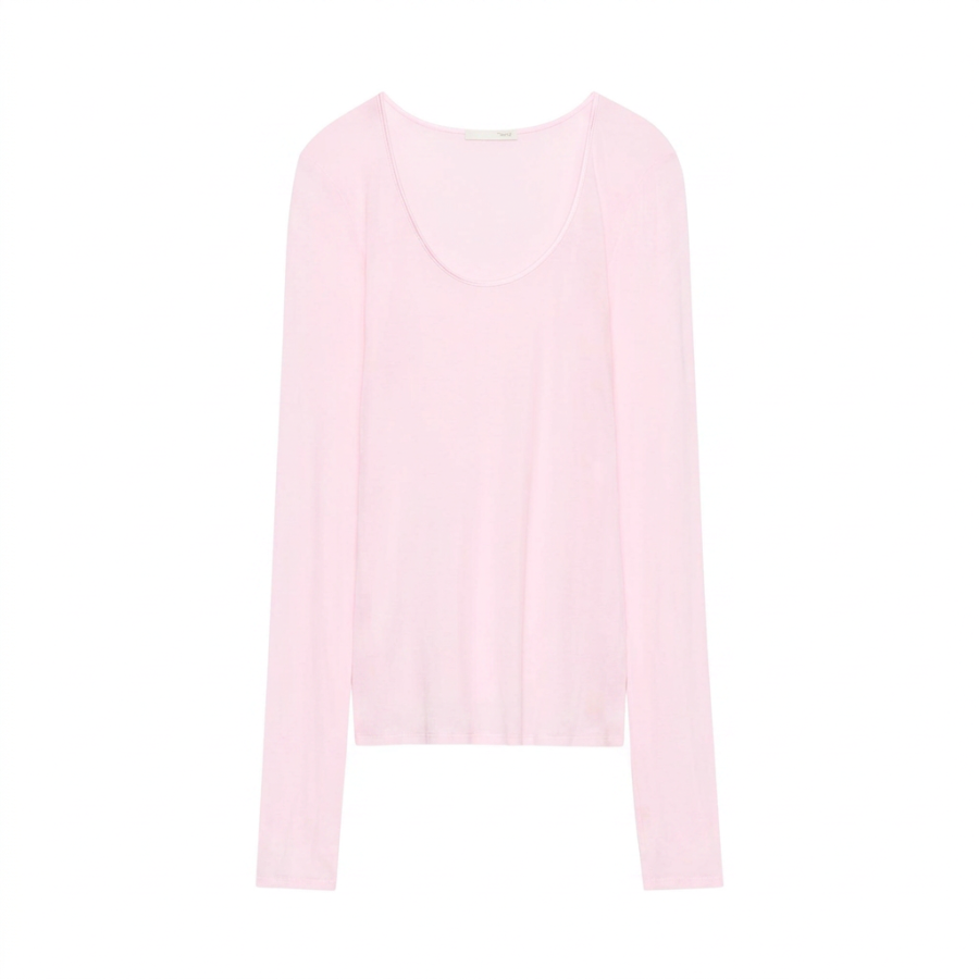 ZARA T Shirts Women's Light Pink Red Crew Neck