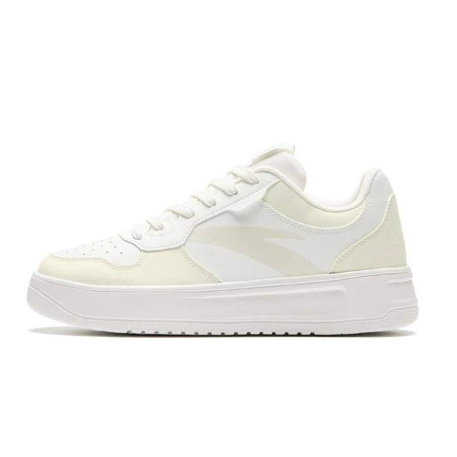 Anta Textile, Synthetic Leather Slip Resistant Abrasion Resistant Low top Skateboard Shoes Women's Yellow