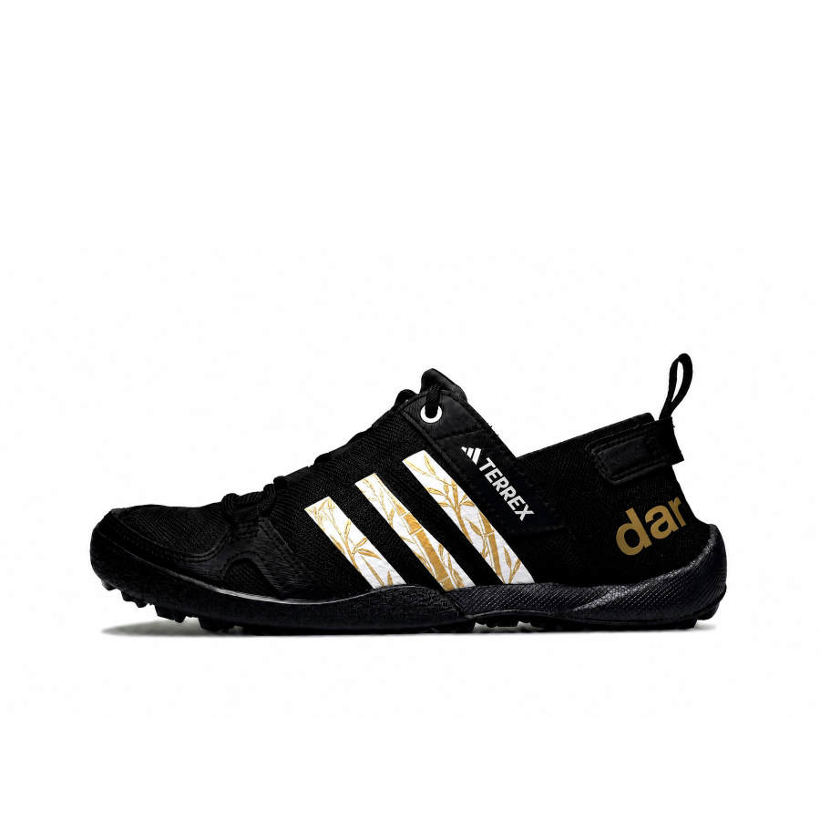 Adidas Adidas Terrex Daroga Mountaineering & Hiking Shoes Men's Low Top Black White Gold Bamboo Pattern Colorway