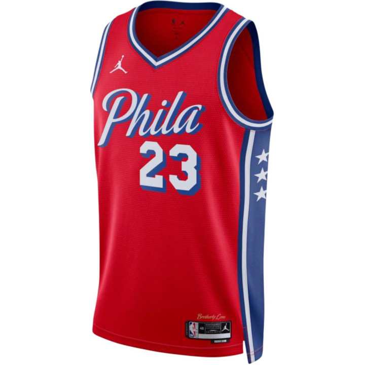 Jordan Jordan Philadelphia 76ers Basketball Jerseys Unisex Red V Neck Moderate
