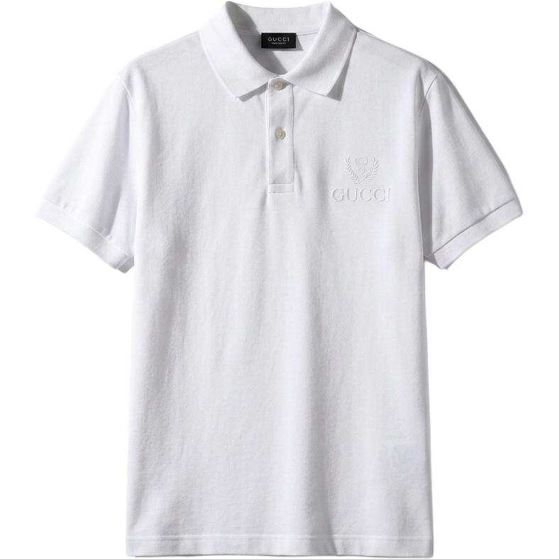 GUCCI Polo Shirts Men's White Polo Collar Moderate