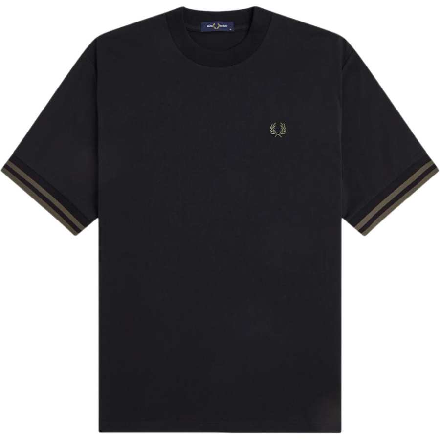 FRED PERRY T Shirts Men's Black Crew Neck Straight Fit