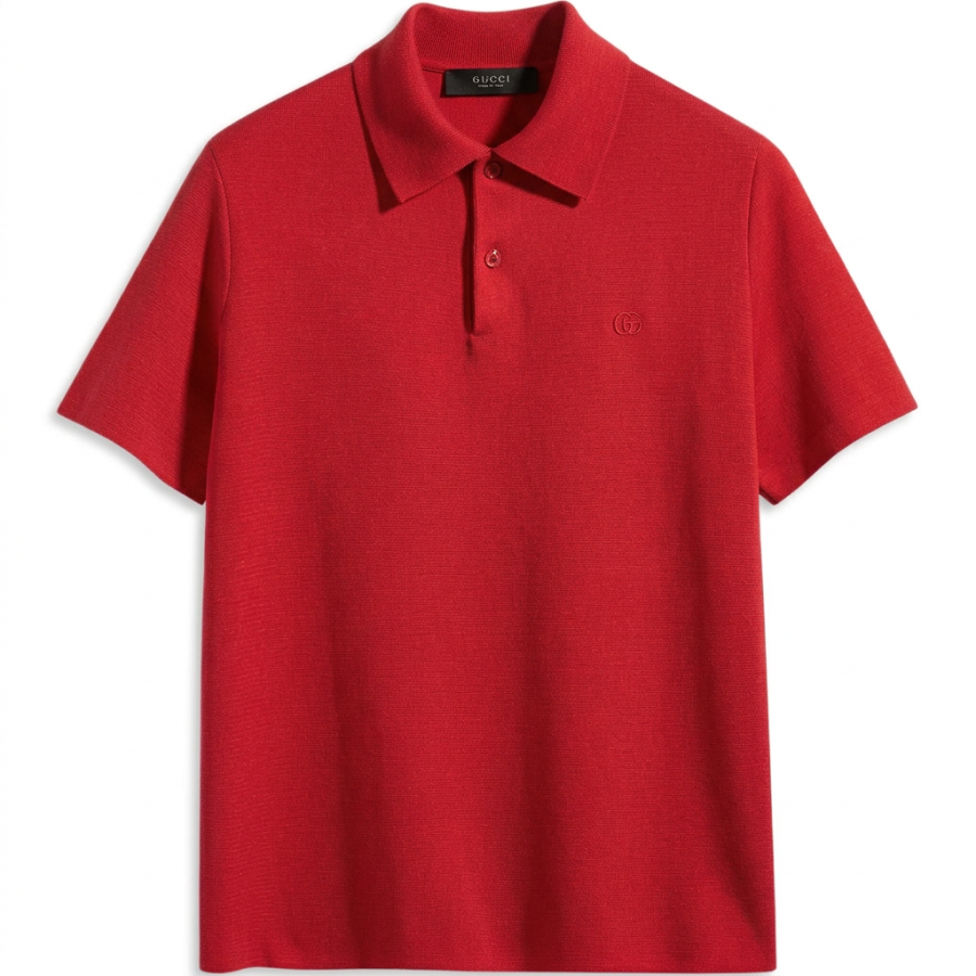 GUCCI Polo Shirts Men's Red Polo Collar Moderate Other