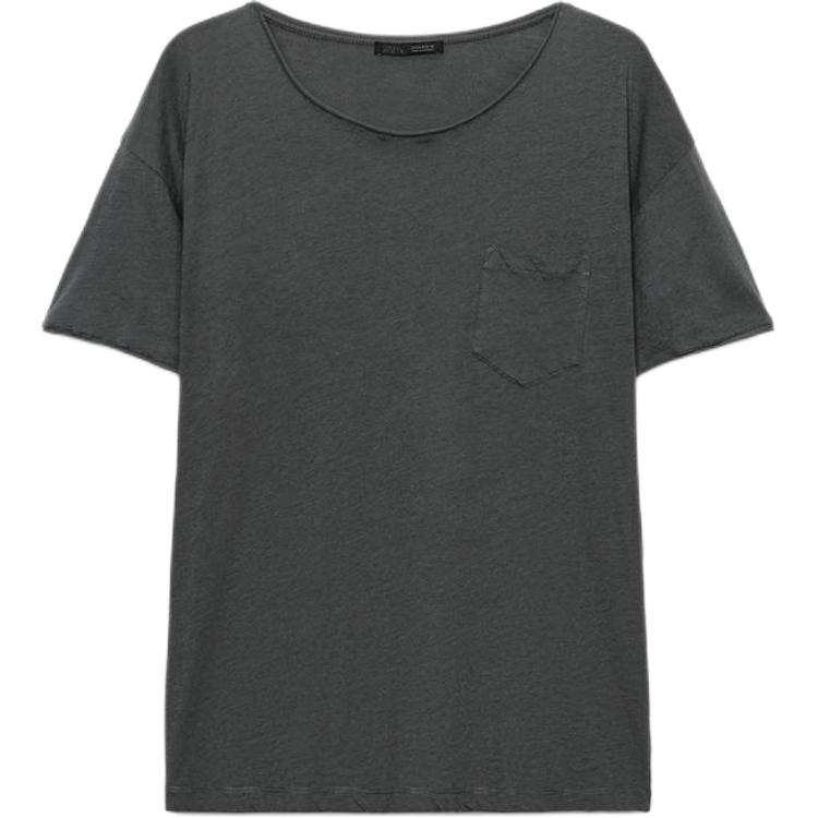 ZARA T Shirts Women's Coal Gray Crew Neck