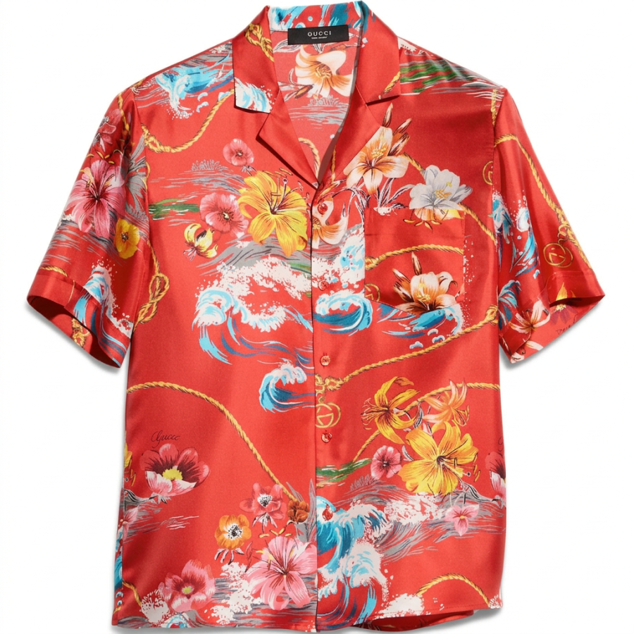 GUCCI GUCCI Shirts Men's Red Lapel Moderate