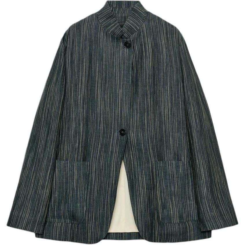 ZARA ZW Business Suits Women's Blue Gray Stand Collar