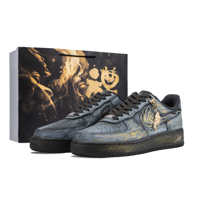 Nike Nike Air Force 1 Skateboard Shoes Men's Low Top Black/Gold