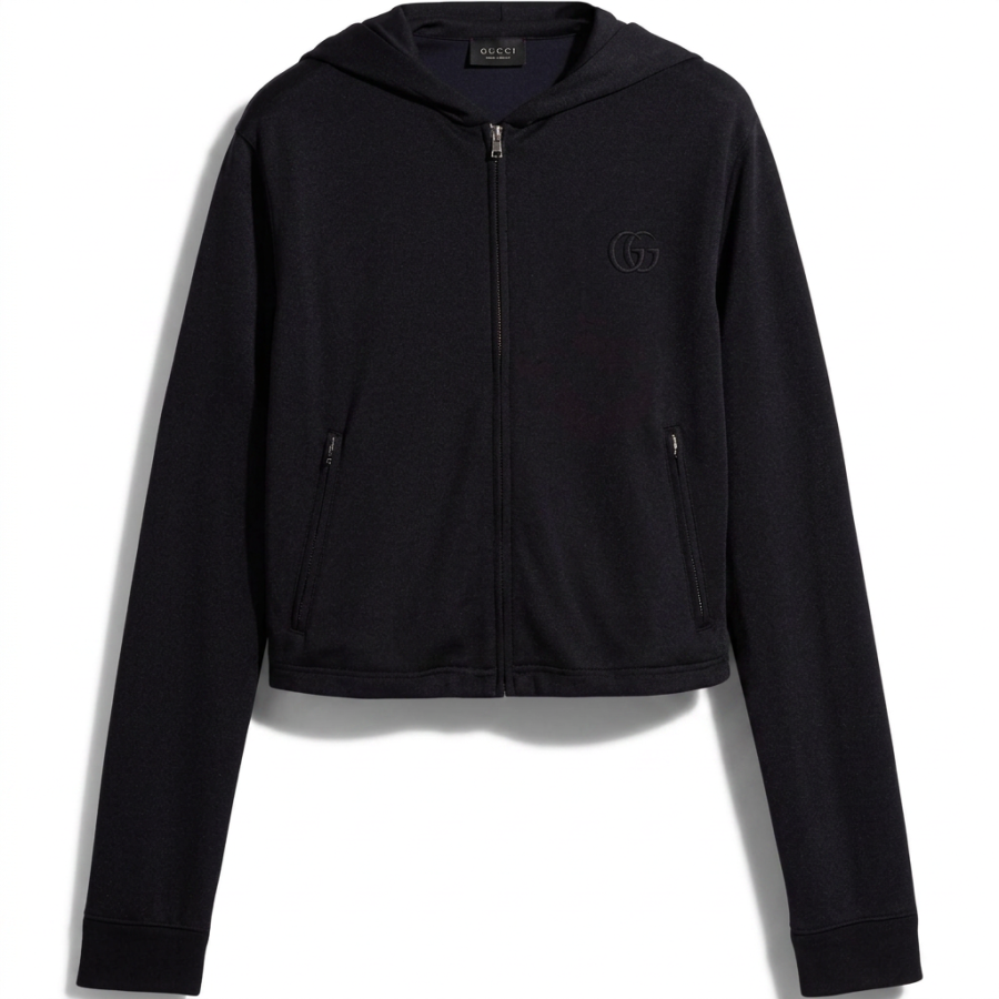 GUCCI Jackets Women's Black Hooded Non Detachable Moderate Straight Fit