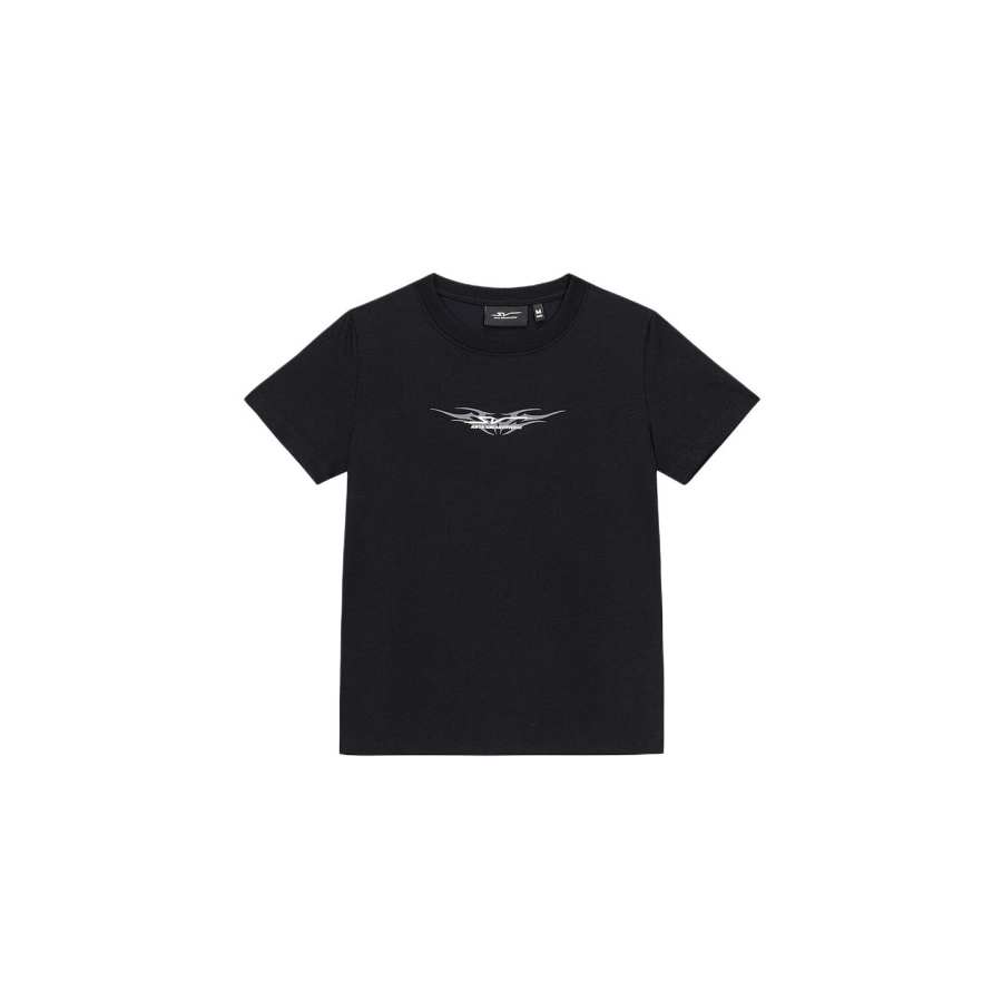 ANTA Sports Life Collection T Shirts Women's Black Crew Neck Moderate Straight Fit