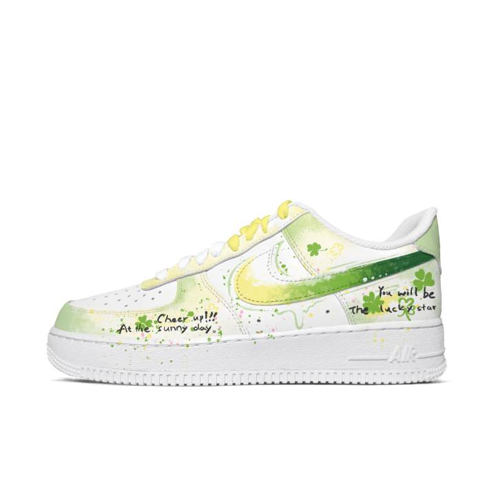 Nike Nike Air Force 1 Skateboard Shoes Men's Low Top Green/White/Yellow