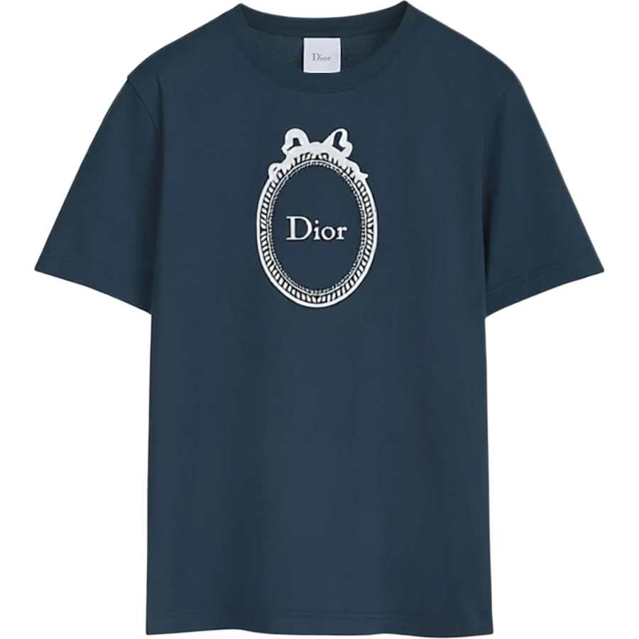 DIOR T Shirts Women's Blue Crew Neck Moderate Straight Fit