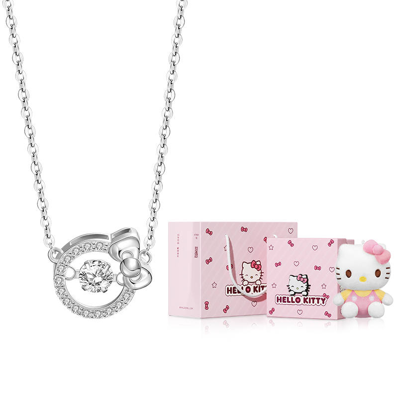 TIDECOLOR Hello Kitty Synthetic Cubic Zirconia Necklaces Women's Silver