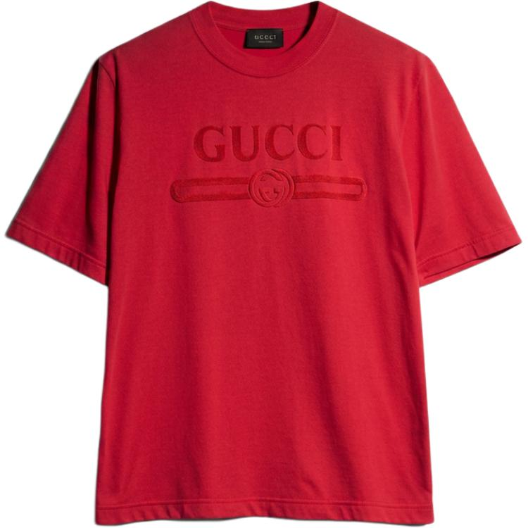 GUCCI T Shirts Men's Red Crew Neck Moderate