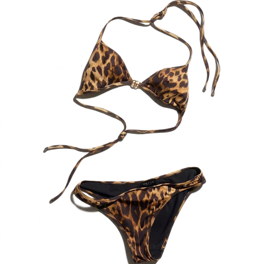 GUCCI Bikinis Women's Black Brown Moderate