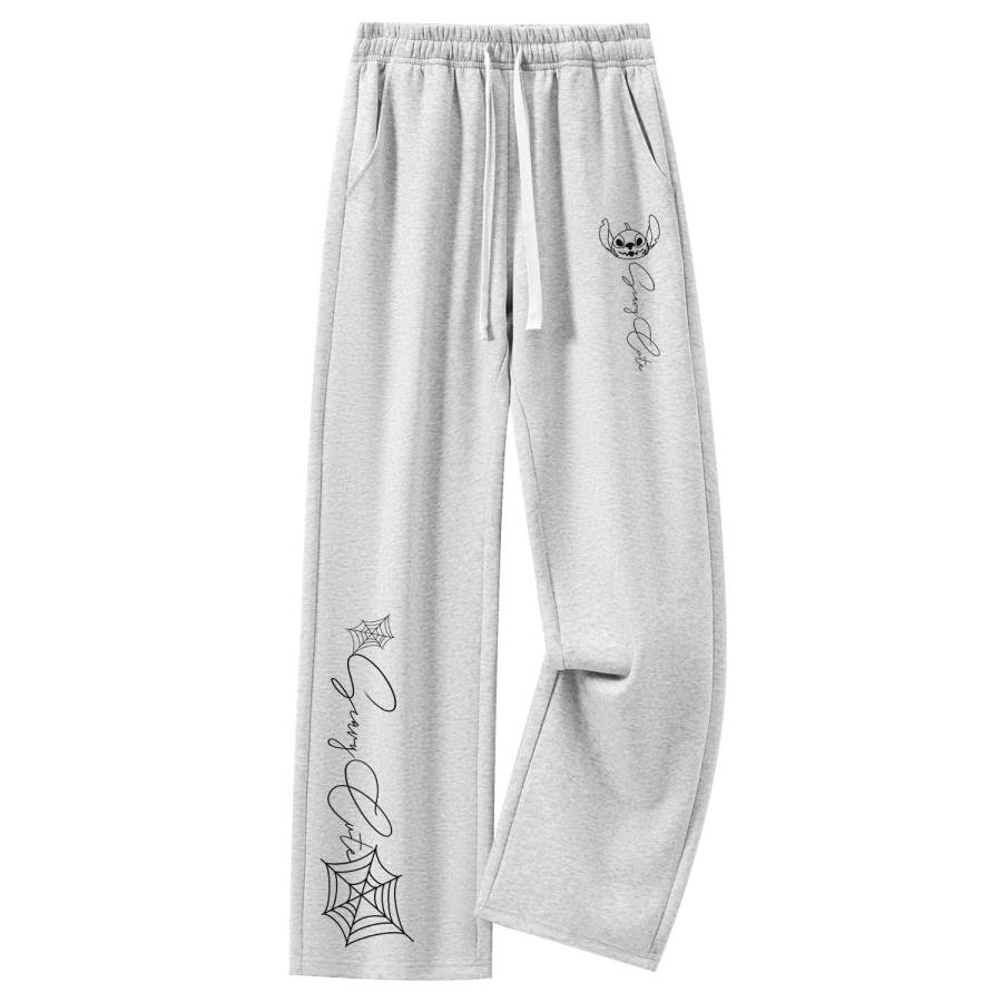Disney Knitted Sweatpants Unisex Moderate Straight Fit Pants
