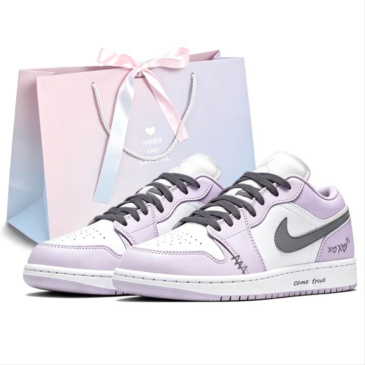 Jordan Jordan Air Jordan 1 Skateboard Shoes Women's Low Top Gray/Purple