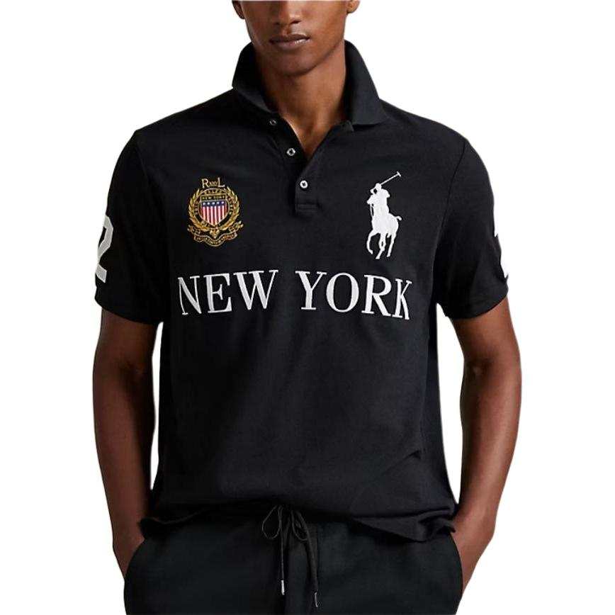 Polo Ralph Lauren Big Pony Polo Shirts Men's Black Polo Collar Moderate Straight Fit