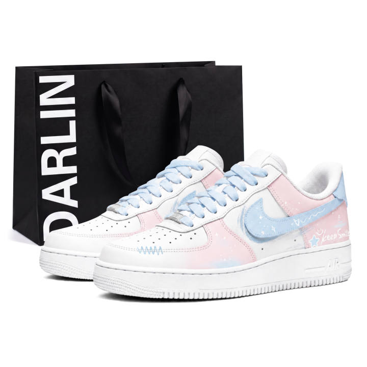 Nike Nike Air Force 1 Skateboard Shoes Unisex Low Top Blue/White/Pink
