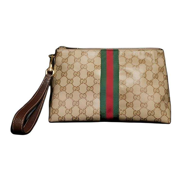 GUCCI Coated GG Fabric Clutch Small Unisex Dark Brown