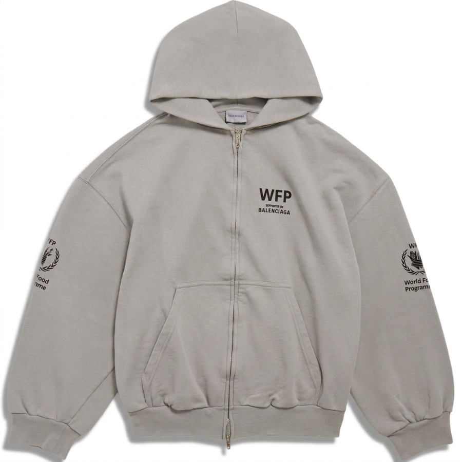 Balenciaga Sweatshirts Men's Gray Hooded Non Detachable Moderate