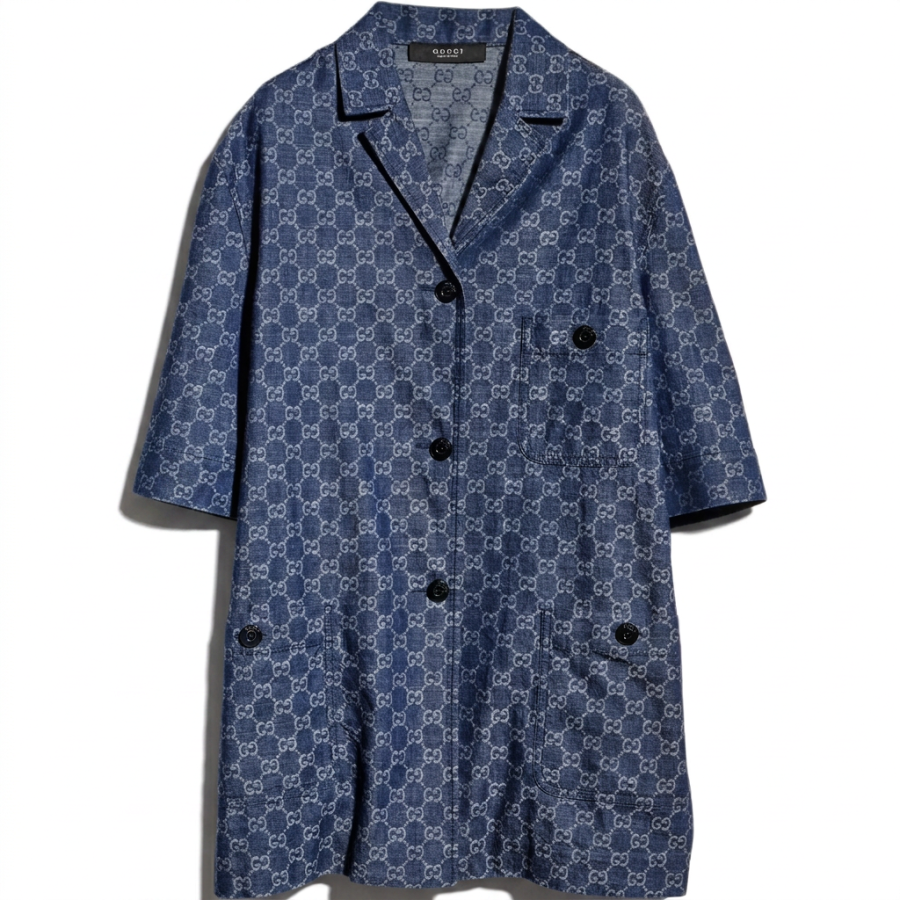 GUCCI Shirts Women's Blue Moderate Straight Fit