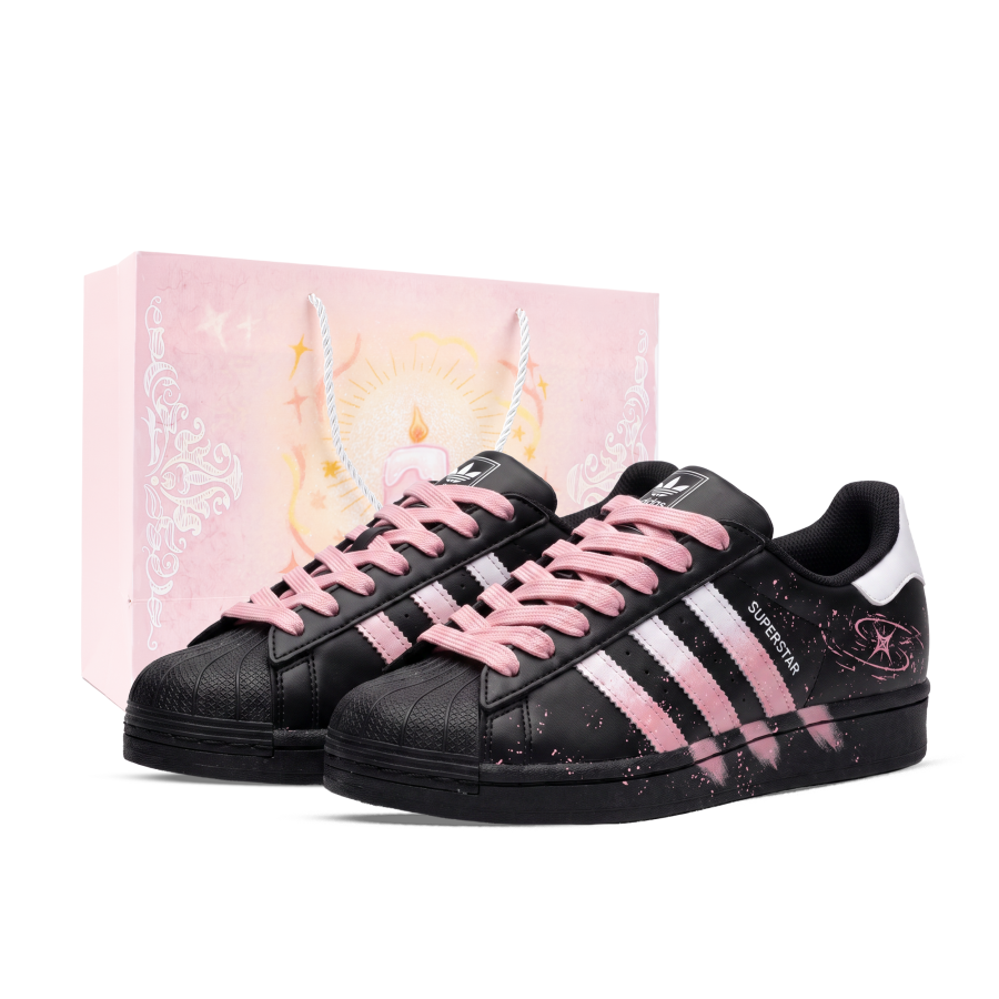 Adidas Originals SUPERSTAR Skateboard Shoes Unisex Low Top Black/White/Pink