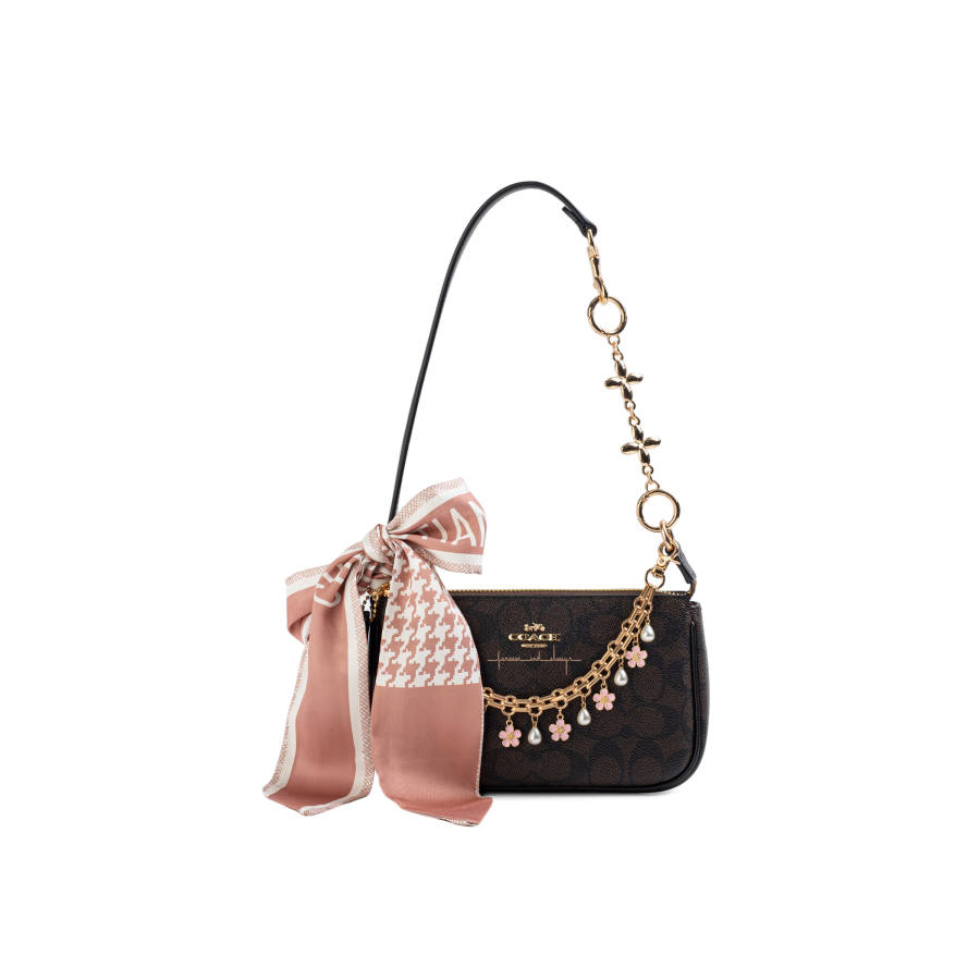 COACH Nolita Shoulder Bags Gold & Walnut Wood & Black