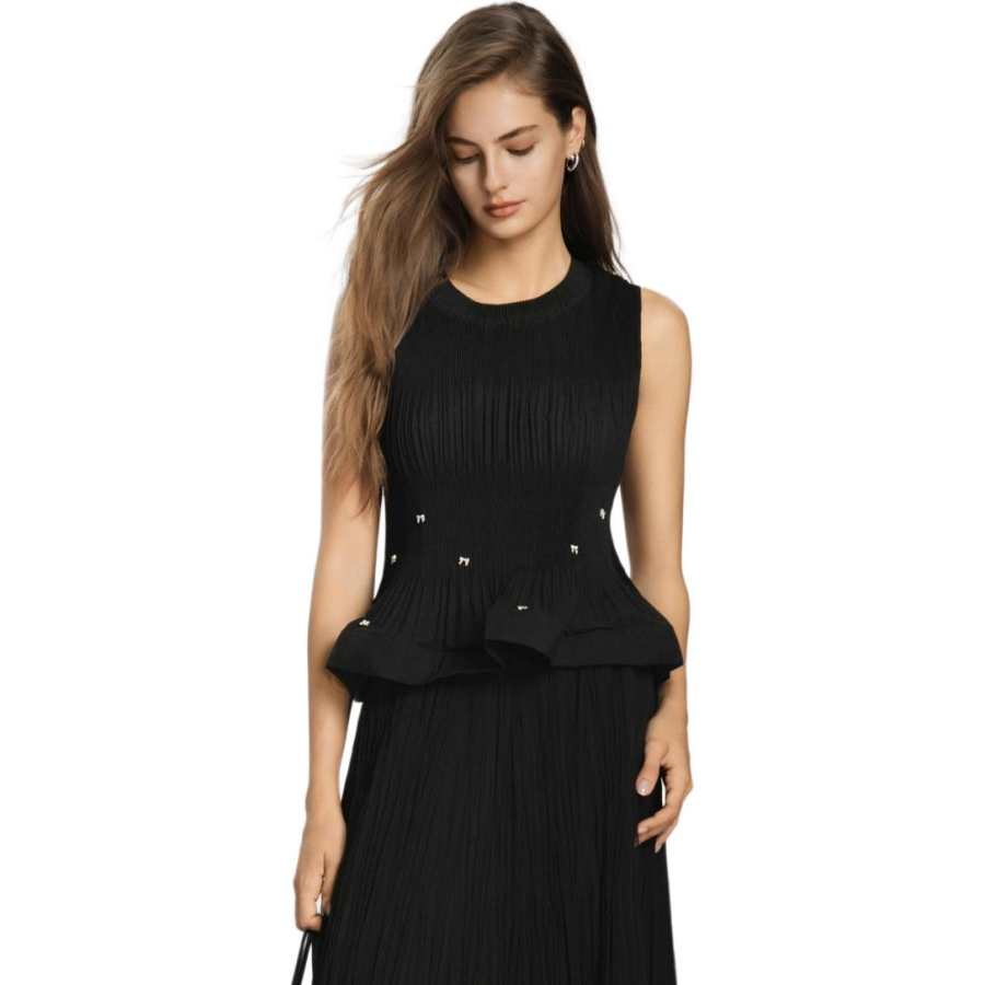 PINKO Tank Tops Women's Black Nipped In Waist