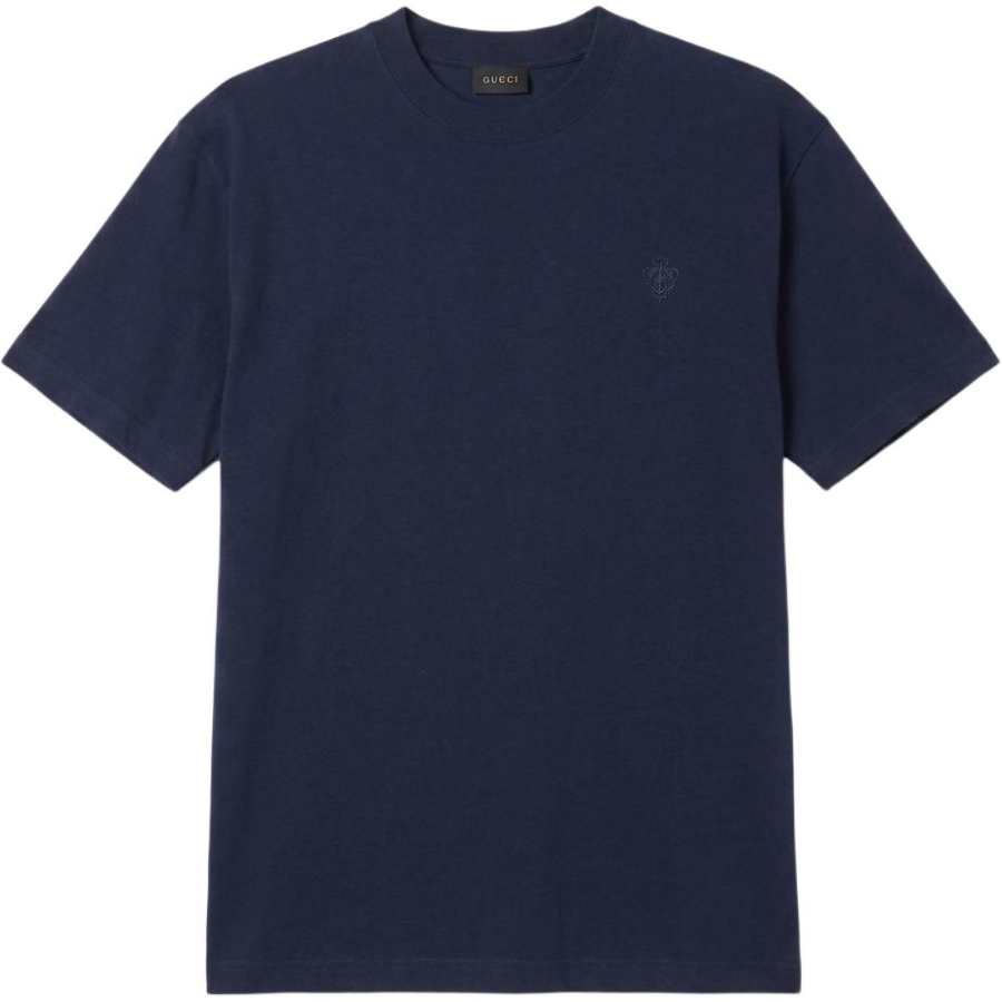 GUCCI T Shirts Men's Dark Blue Crew Neck Moderate Straight Fit
