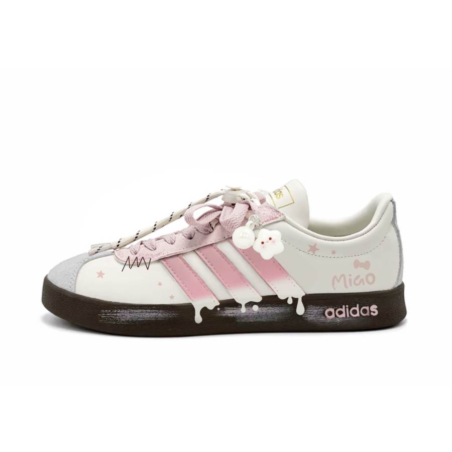 Adidas Adidas Vl Court Classic German Army Trainers Unisex Low Top White, Pink