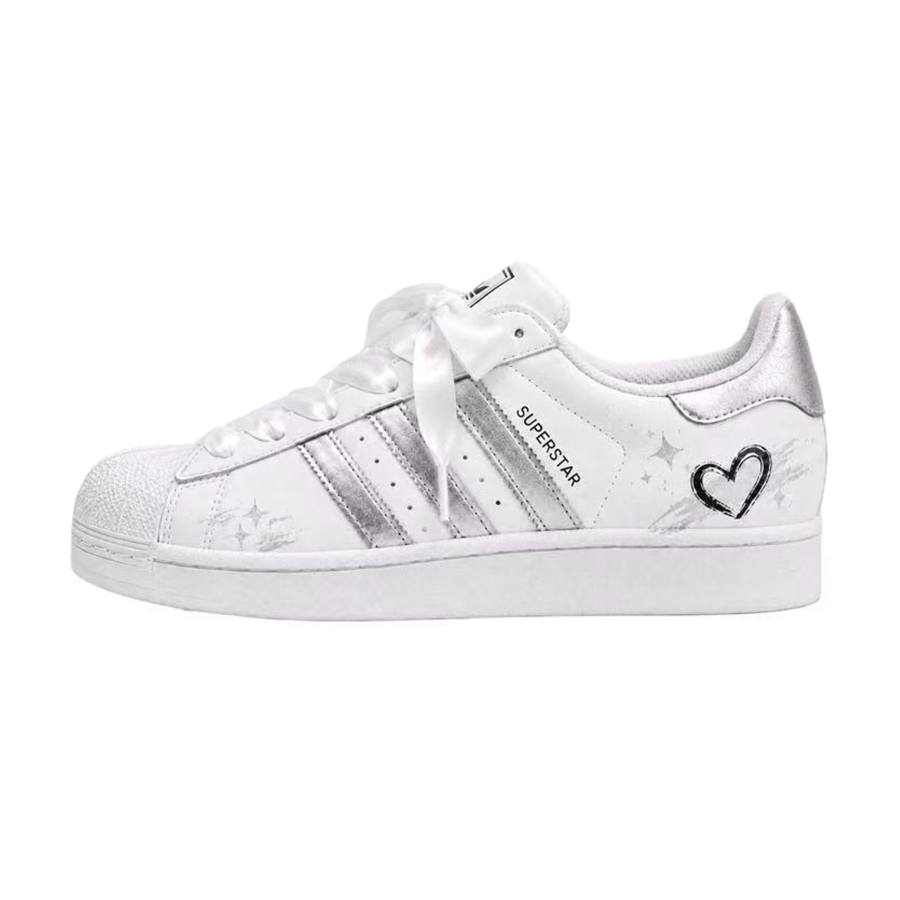 Adidas Originals SUPERSTAR Skateboard Shoes Women's Low Top Silver White