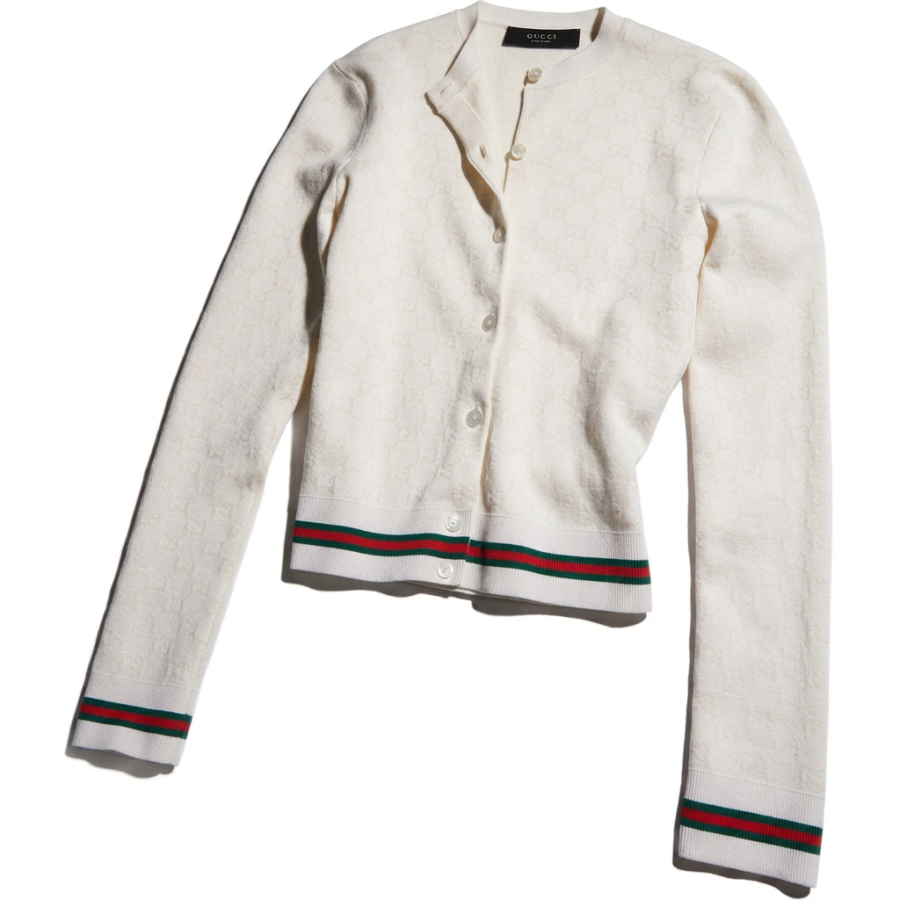 GUCCI Knitwear Women's Ivory Crew Neck Moderate Straight Fit
