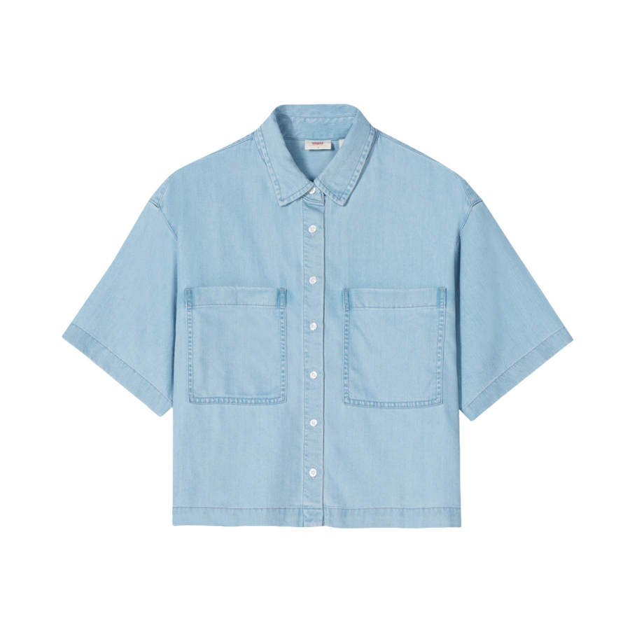 Levis Levis Denim Shirts Women's Light Blue Lapel Moderate