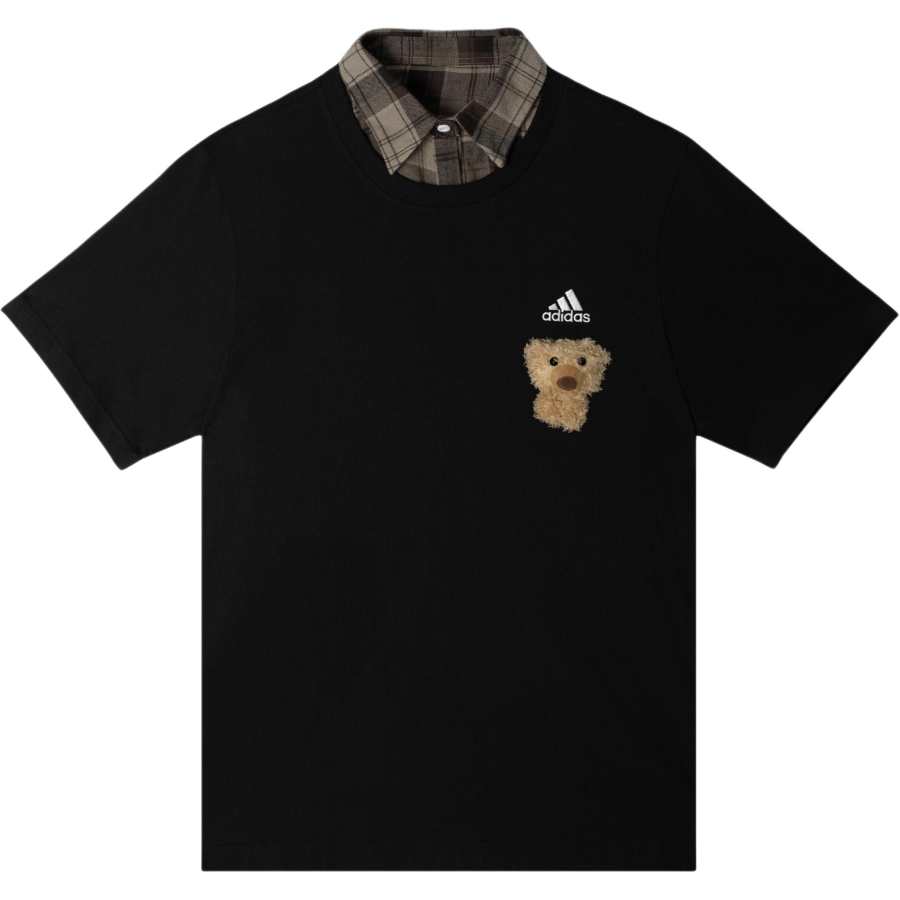 Adidas Adidas MUST HAVES T Shirts Unisex Black Lapel Moderate Straight Fit