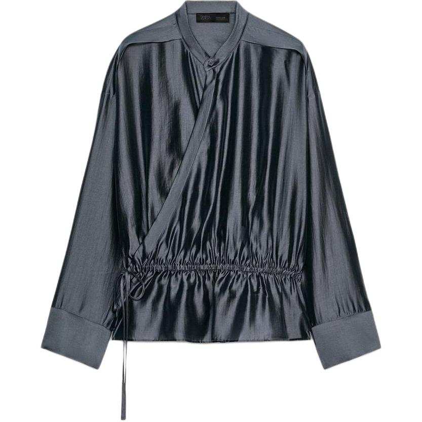 ZARA ZW Shirts Women's Gray/Blue Crew Neck