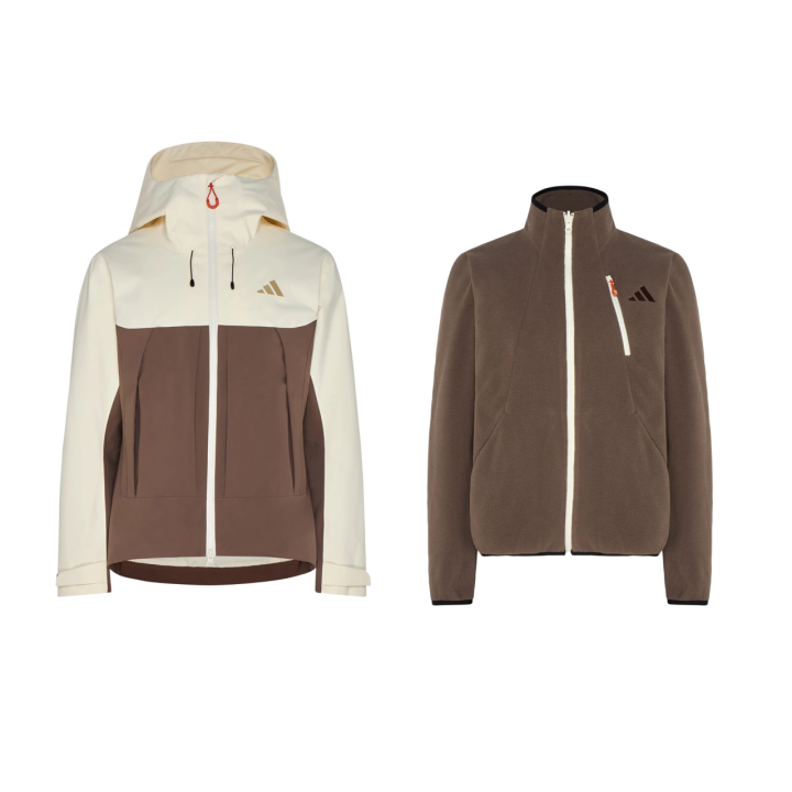 Adidas Adidas Terrex Windbreaker Jackets Women's Stratum Dark Earthy Brown/Ivory Hooded Non Detachable Moderate