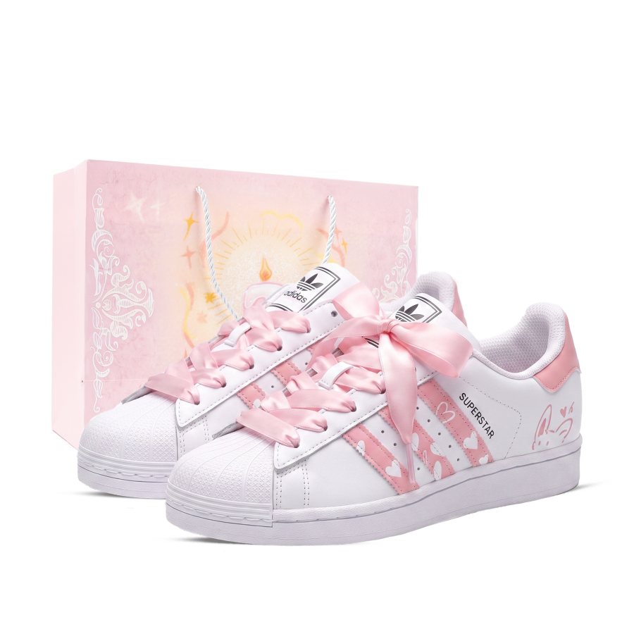 Adidas Originals Superstar 2 Skateboard Shoes Unisex Low Top White/Pink