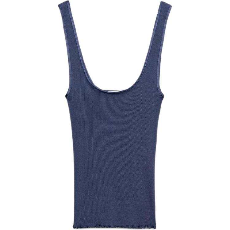 ZARA Tank Tops Women's Blue Crew Neck