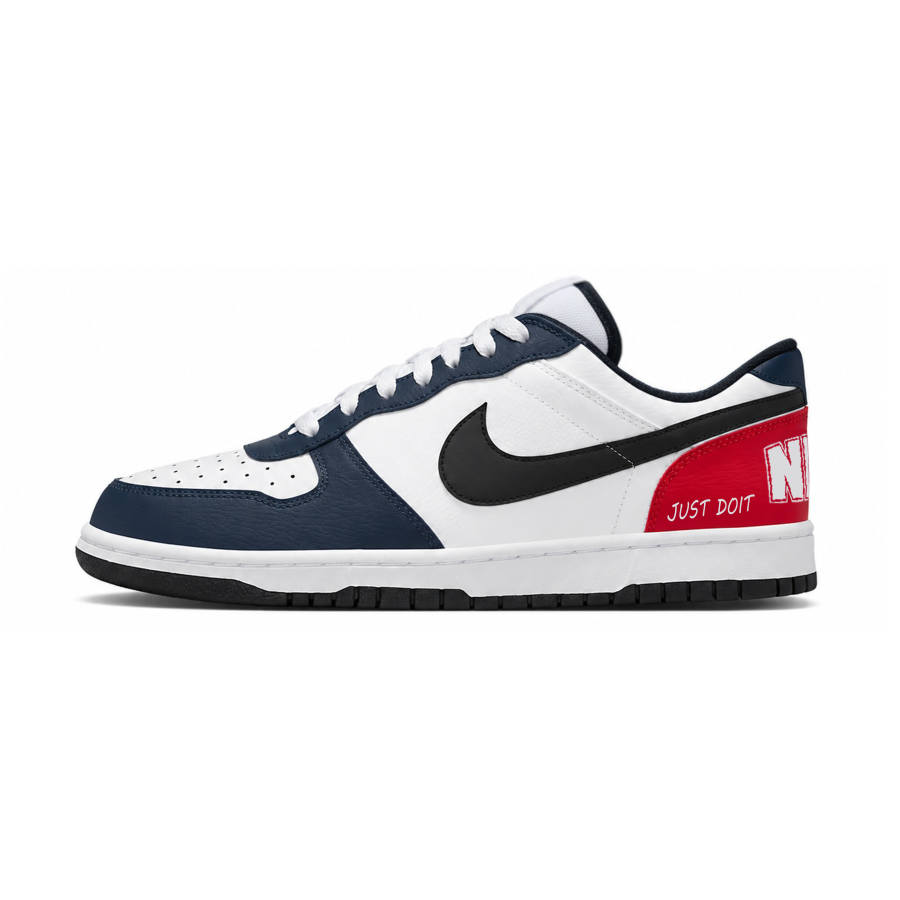 Nike Nike Big Low Lux Skateboard Shoes Men's Low Top White & Blue & Black & Red Color Block