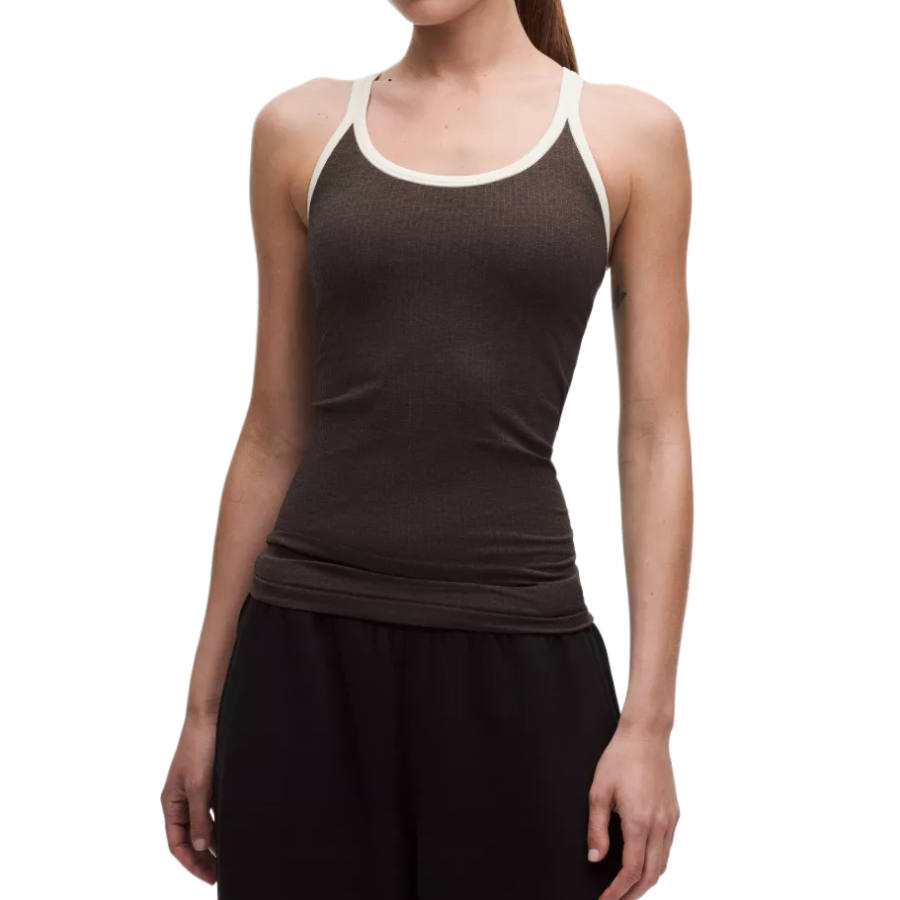 Lululemon Ebb To Street Tank Tops Women's Light Ivory/Mahogany Muse Brown/MAMU/LTIV