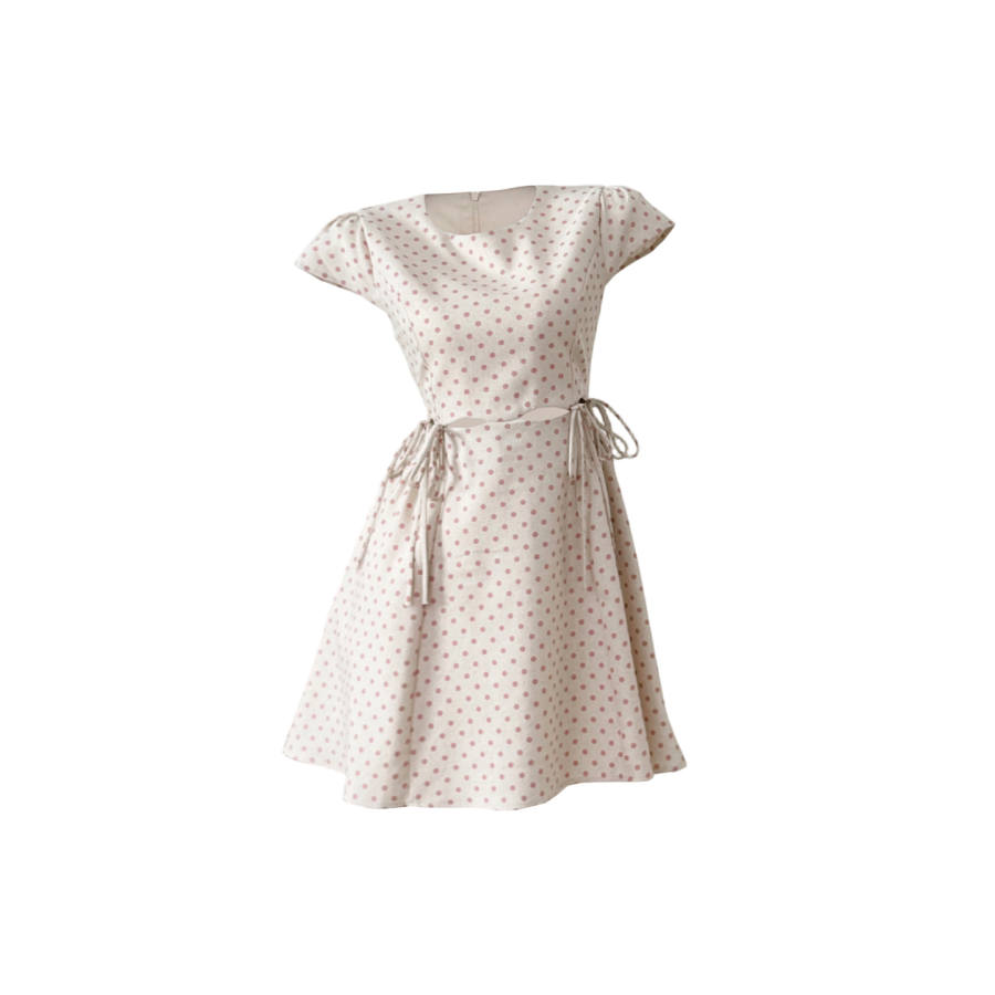 TUSHIFEI Short Sleeved Dresses Women's Image Color Crew Neck Moderate Short Skirt A Line Skirt
