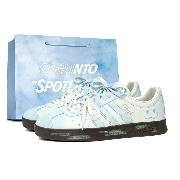 Adidas Adidas VL Court Skateboard Shoes Unisex Low Top White Blue Brown Multicolor