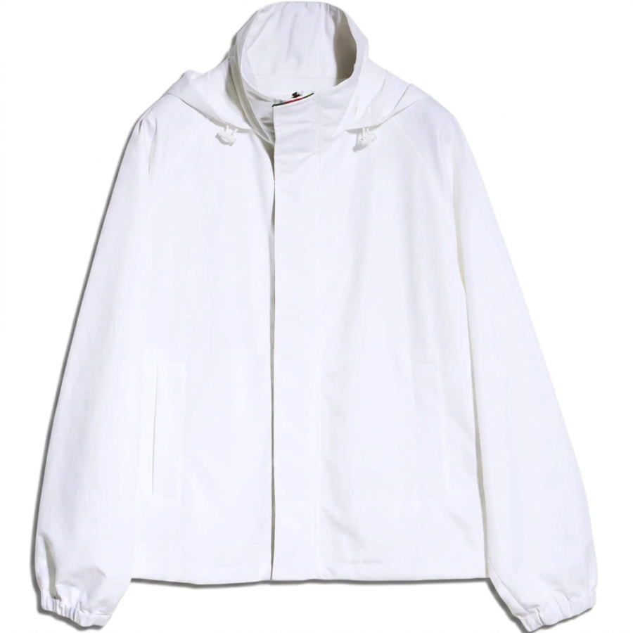 GUCCI Jackets Men's White Hooded Non Detachable Moderate Straight Fit