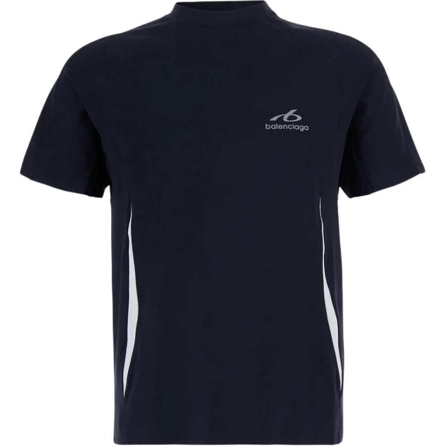 Balenciaga T Shirts Men's Navy Crew Neck Moderate Straight Fit