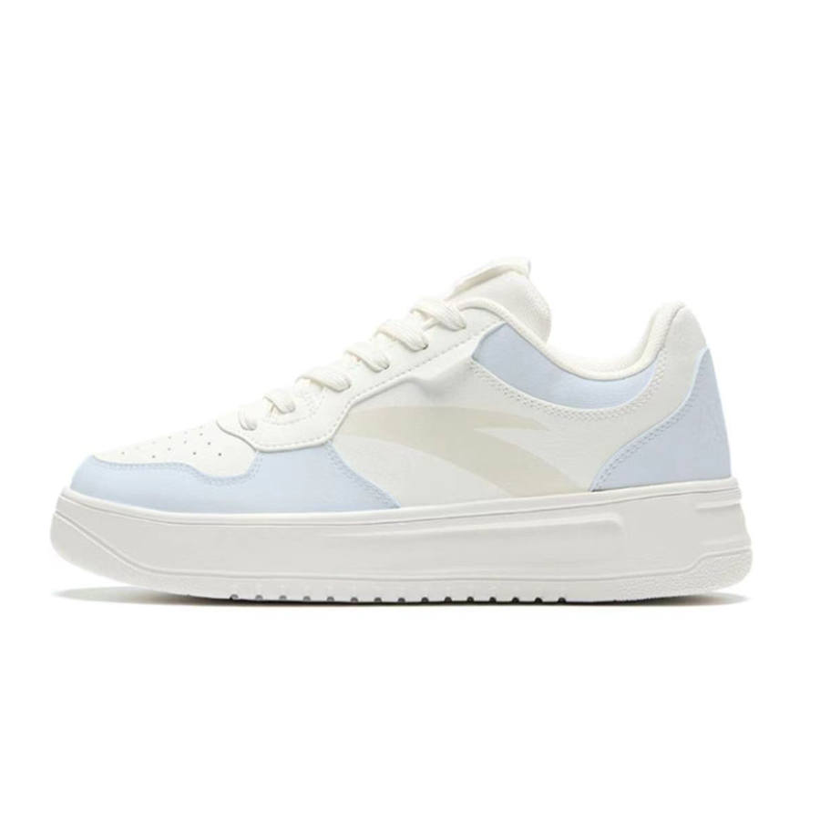 Anta Textile, Synthetic Leather Slip Resistant Abrasion Resistant Low top Skateboard Shoes Women's Blue