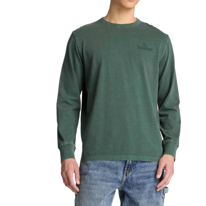 Timberland T Shirts Men's Gray Green Crew Neck Moderate